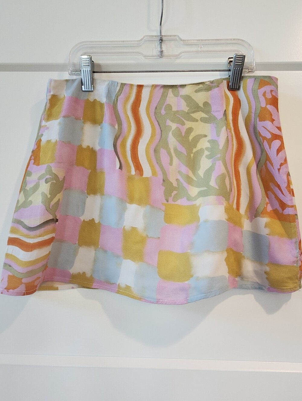 Princess Polly Pastel Patchwork Mini Skirt - Pink, Yellow, Cream & Light Blue